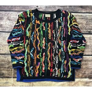 Coogi Sweater Womens Medium Mercerized Cotton Australia 3D Knit Geometric VTG